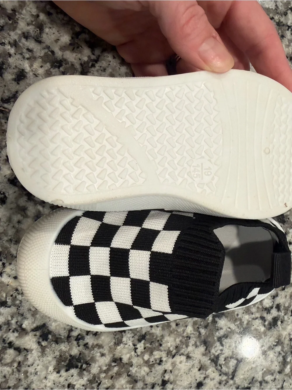 Kids Black & White Check Slip-On Sneakers